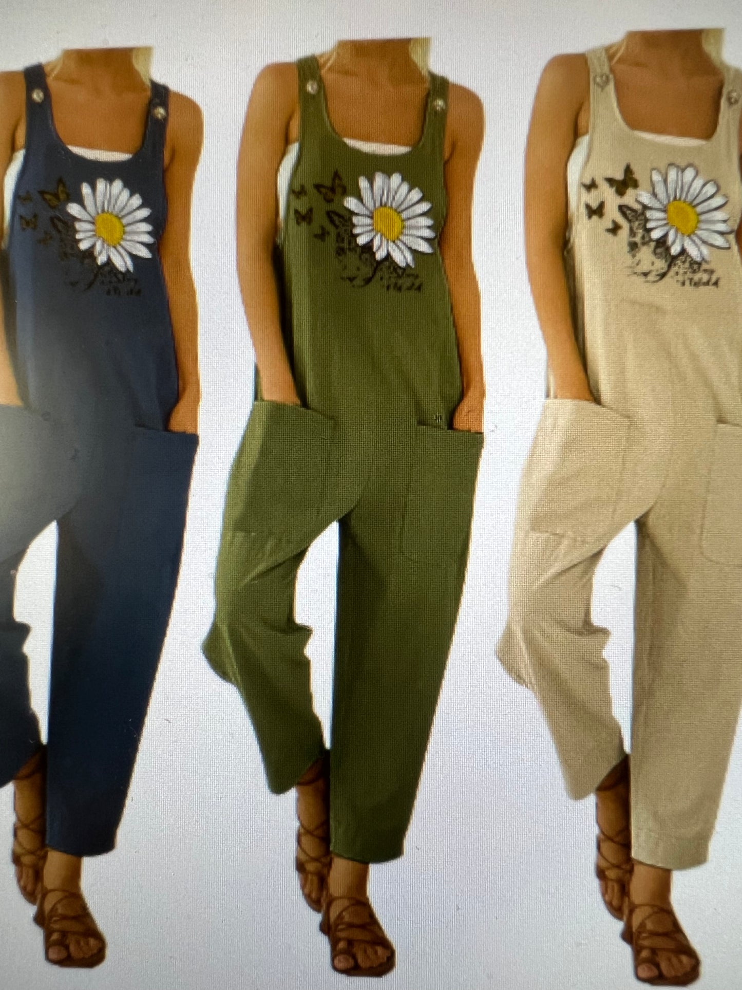LONG OVERALL WITH POCKETS ON THE FRONT. SPOTTED JUNGLE CAT WITH DAISY FLOWER AND ELEGANT LEAPARD BUTTERFLIES.SPRING SUMMER, AND ALL OCCASIONS WEAR LONG OVERALLS WITH FRONT POCKETS, FRONT TOP IS A BEAUTUFUL LEAPARD THEME