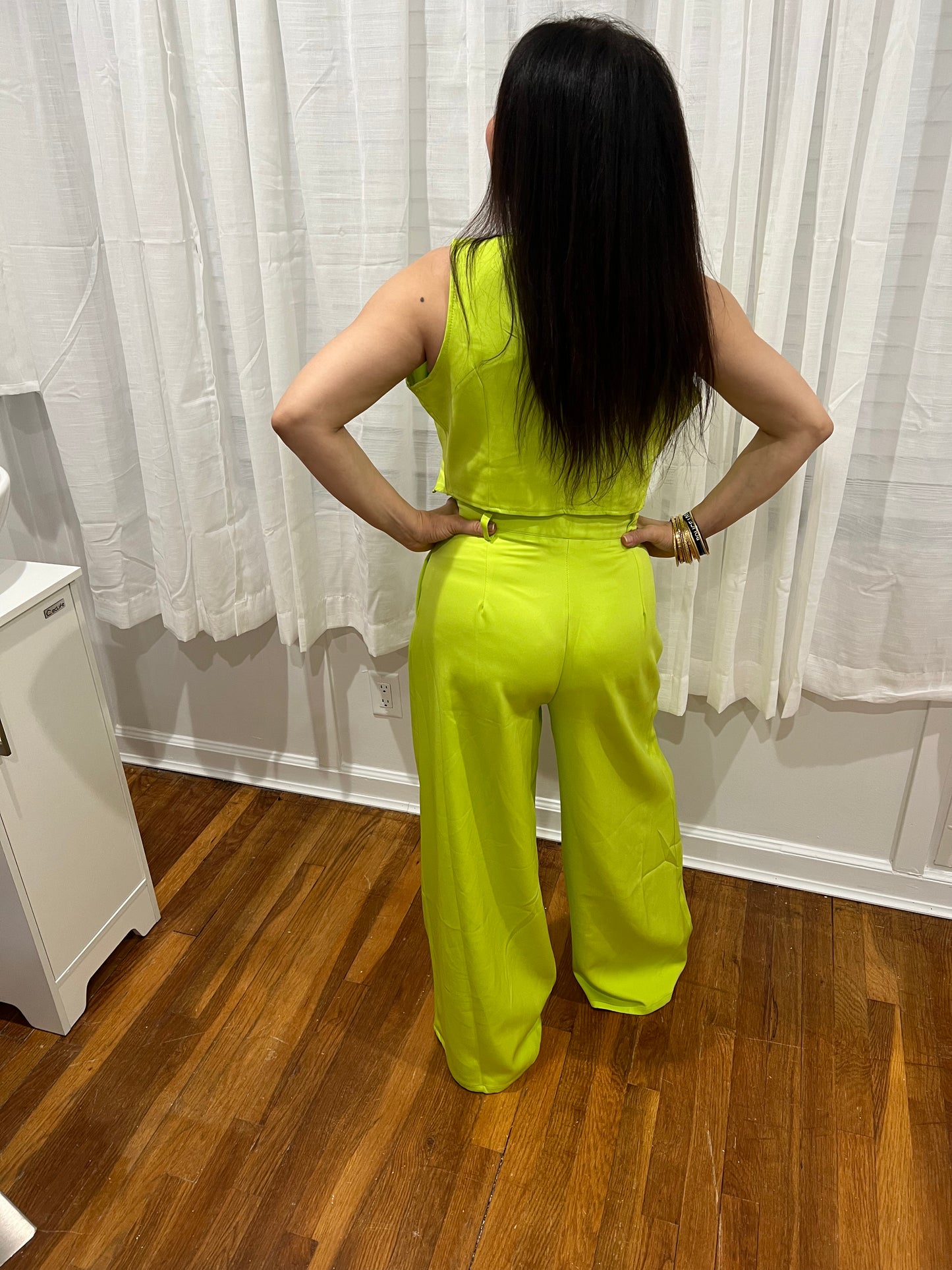 PANTS SETS WITH TOP VEST/NON_SLEVEE/HIGH WAIST ELEGANT