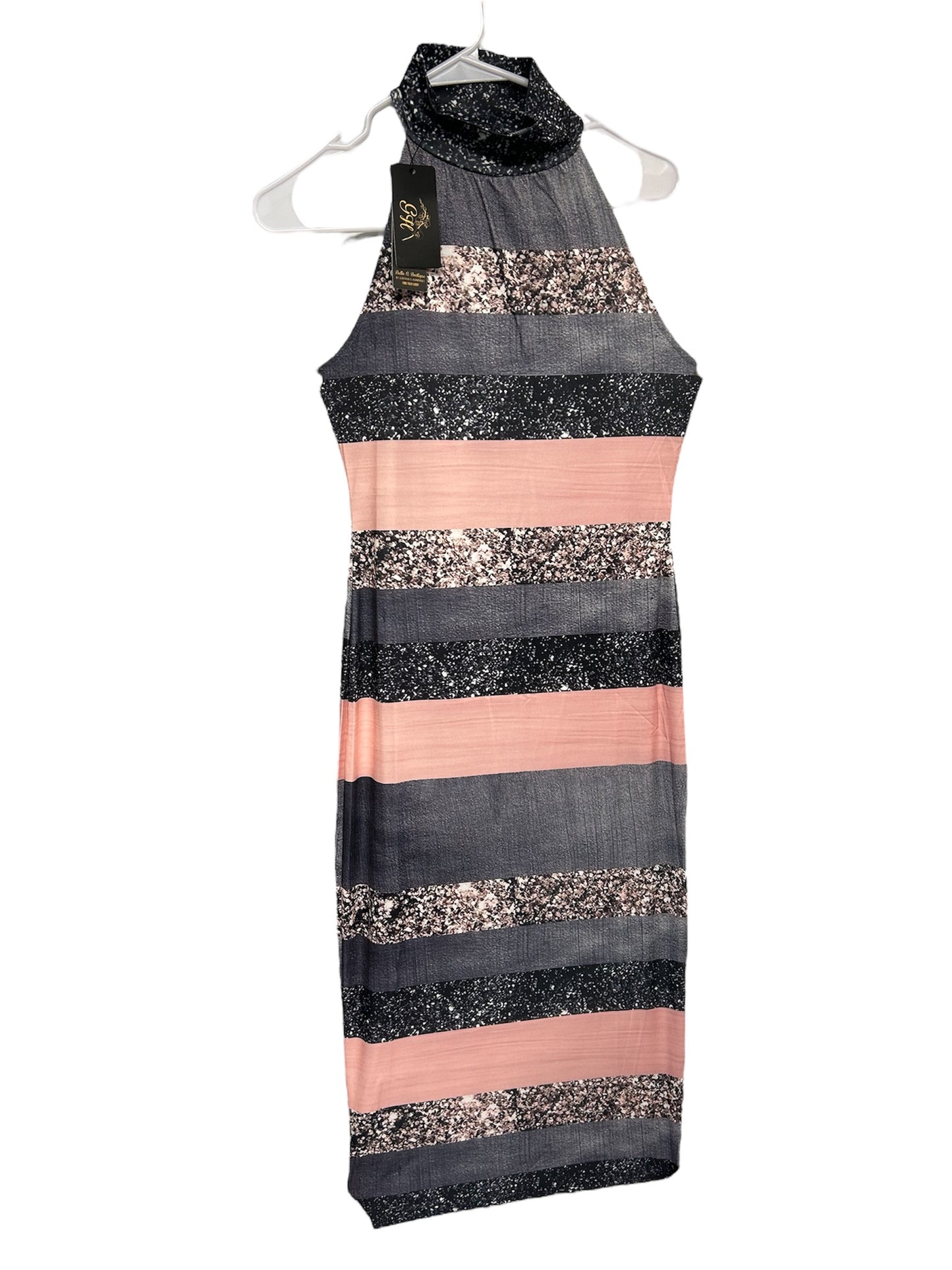 Elegant High Neck Sleeveless Dress with Distinguished Pattern