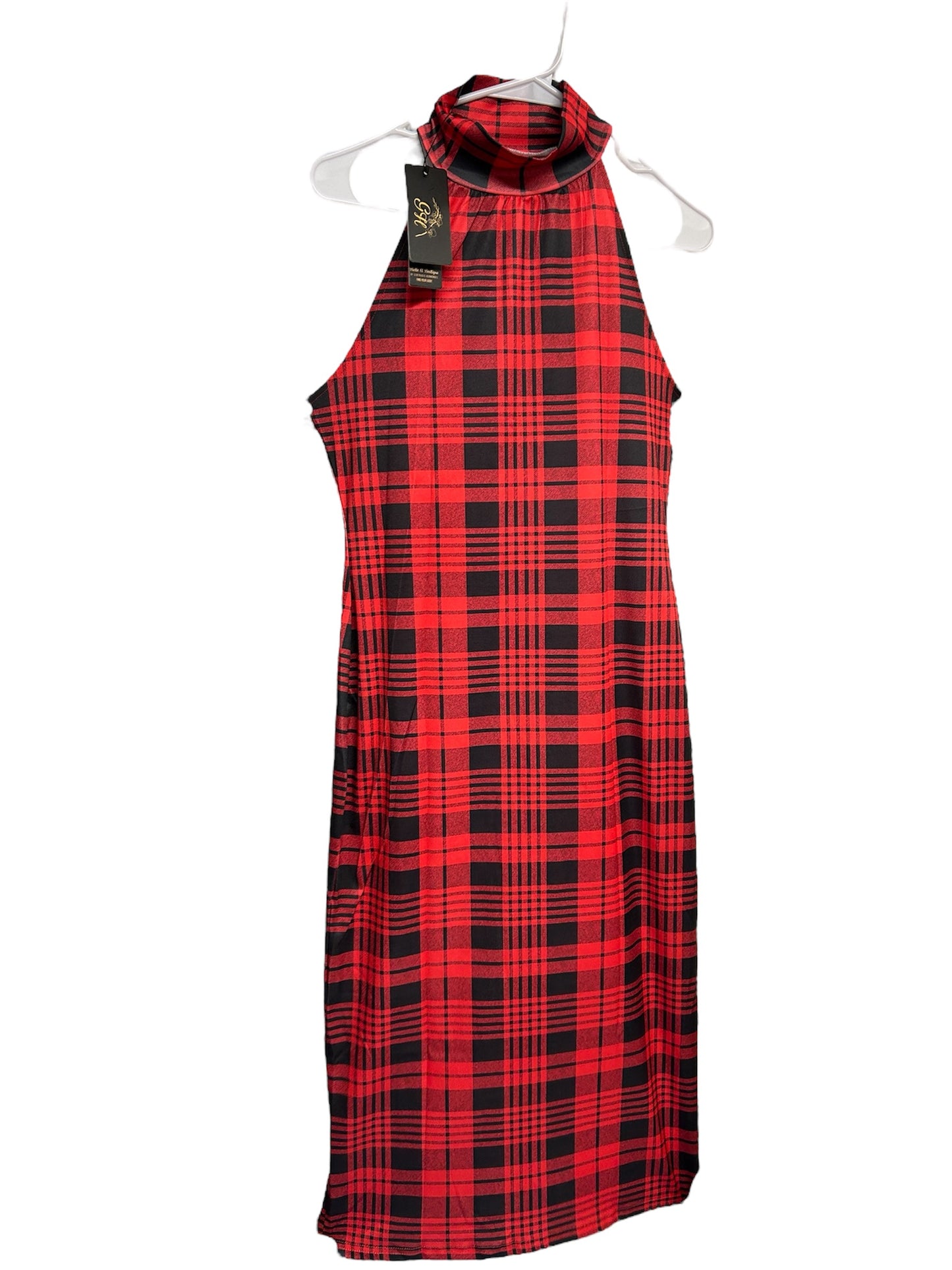 Elegant High Neck Sleeveless Dress with Distinguished Pattern