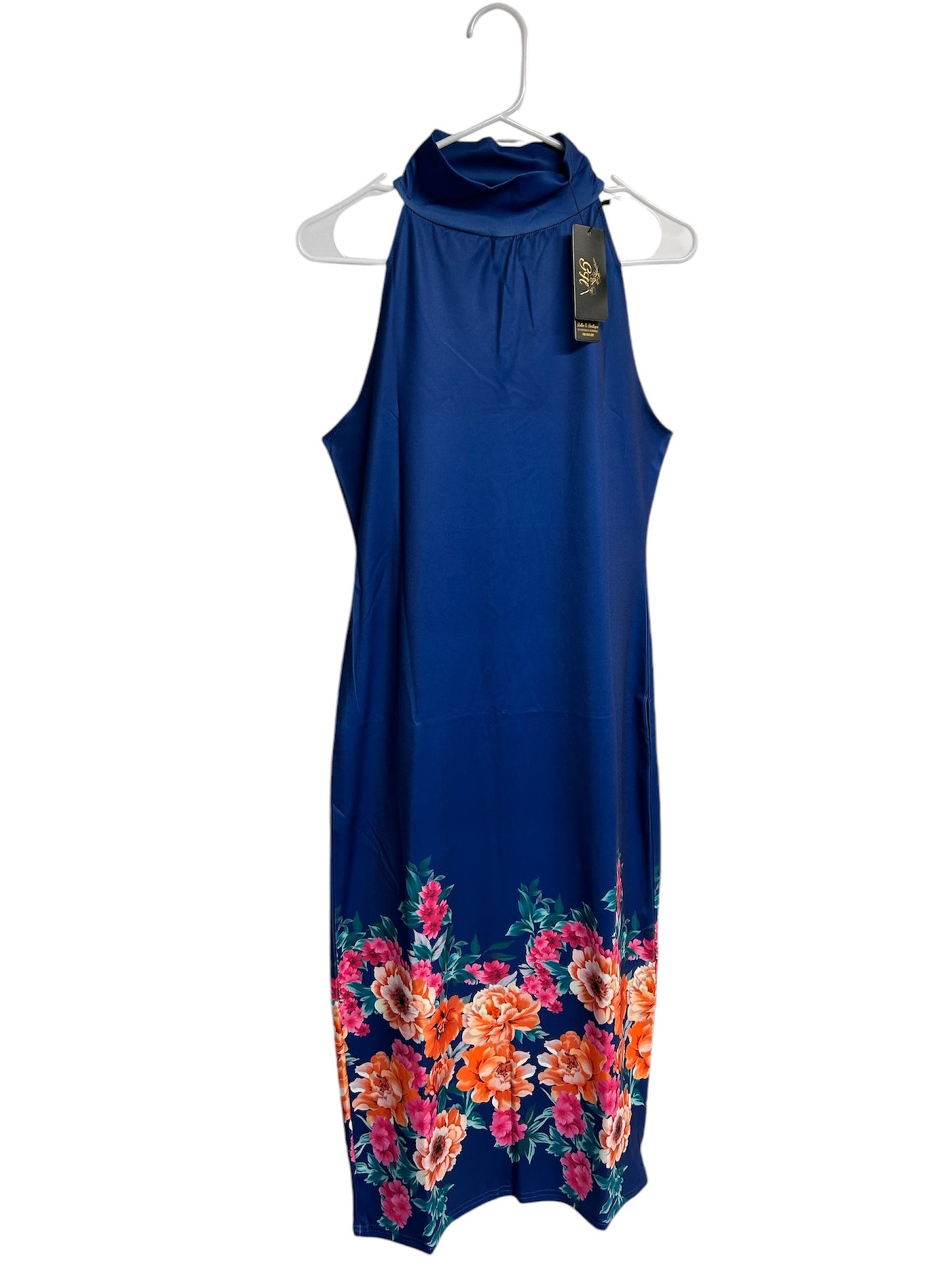 Elegant High Neck Sleeveless Dress with Distinguished Pattern