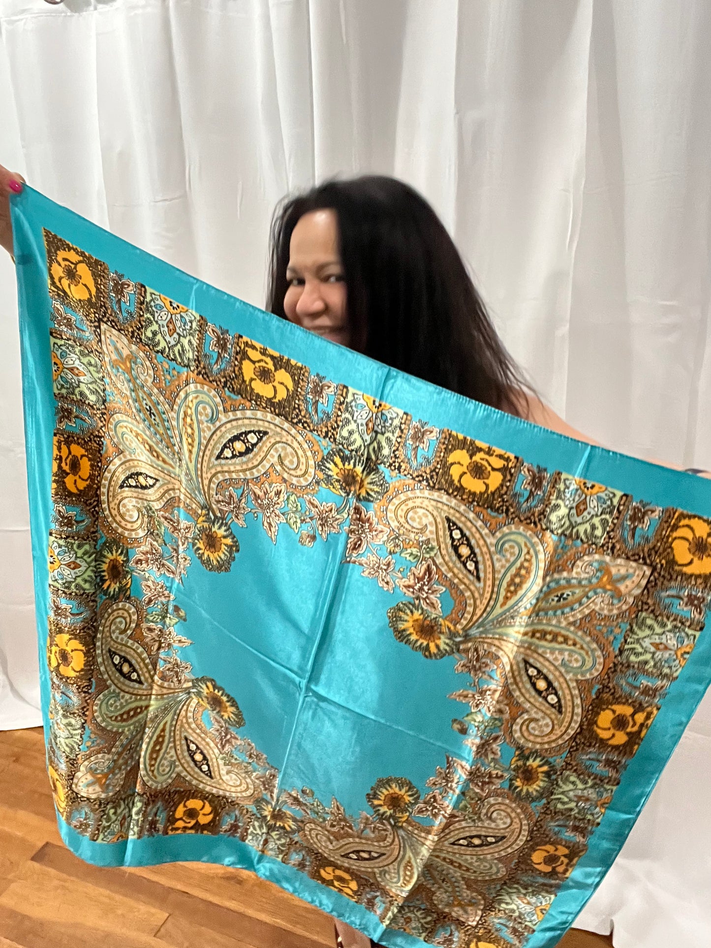 TURQUOISE SILK SCARF #2