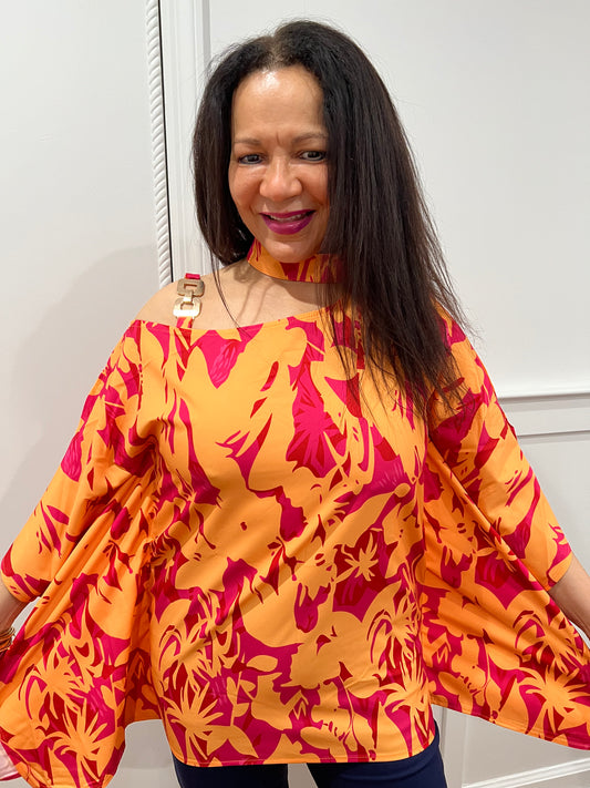 Multicolor Oriental Print Sleeveless Blouse