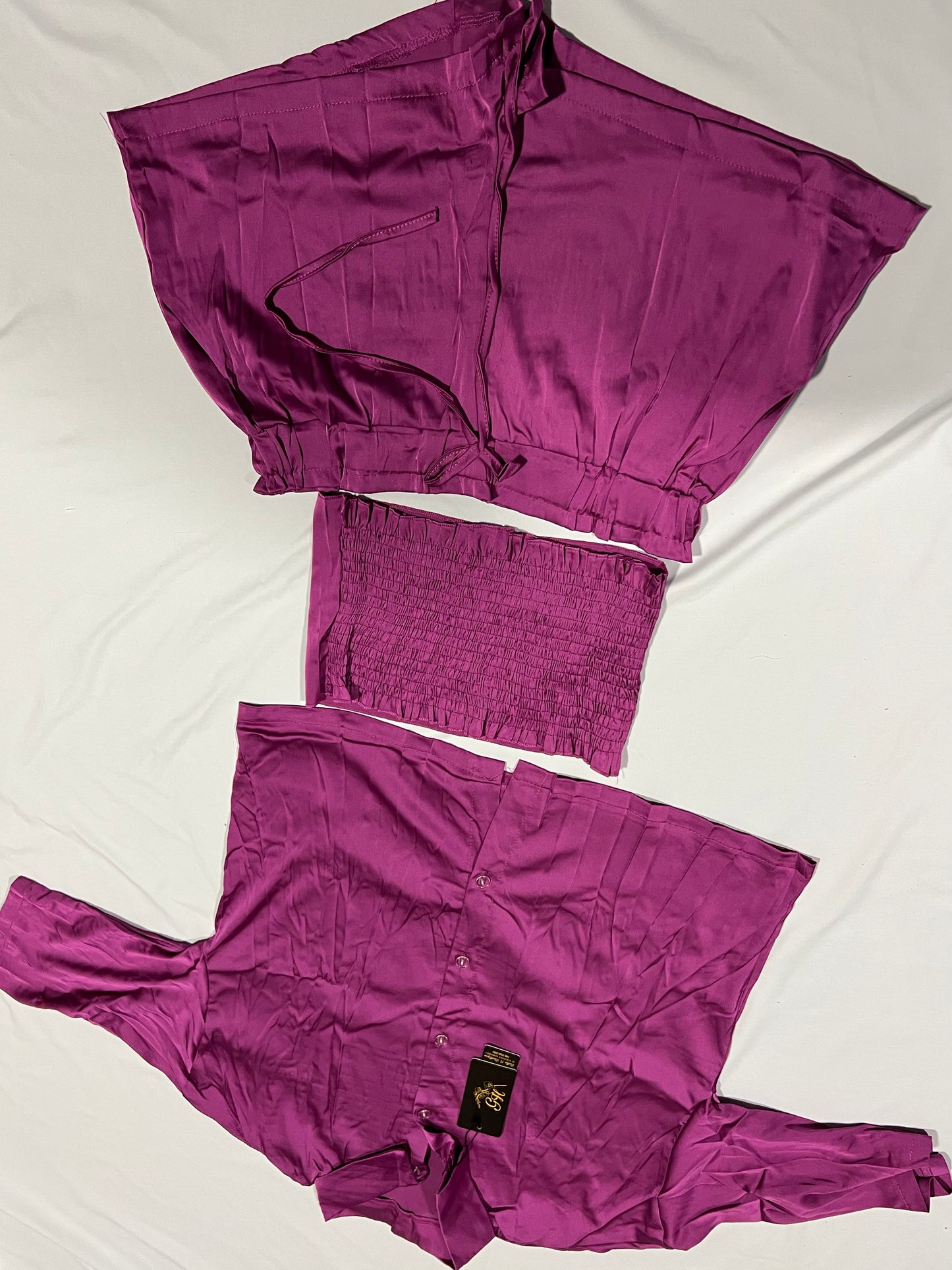 SHORT SATIN SETS 3 PIECES