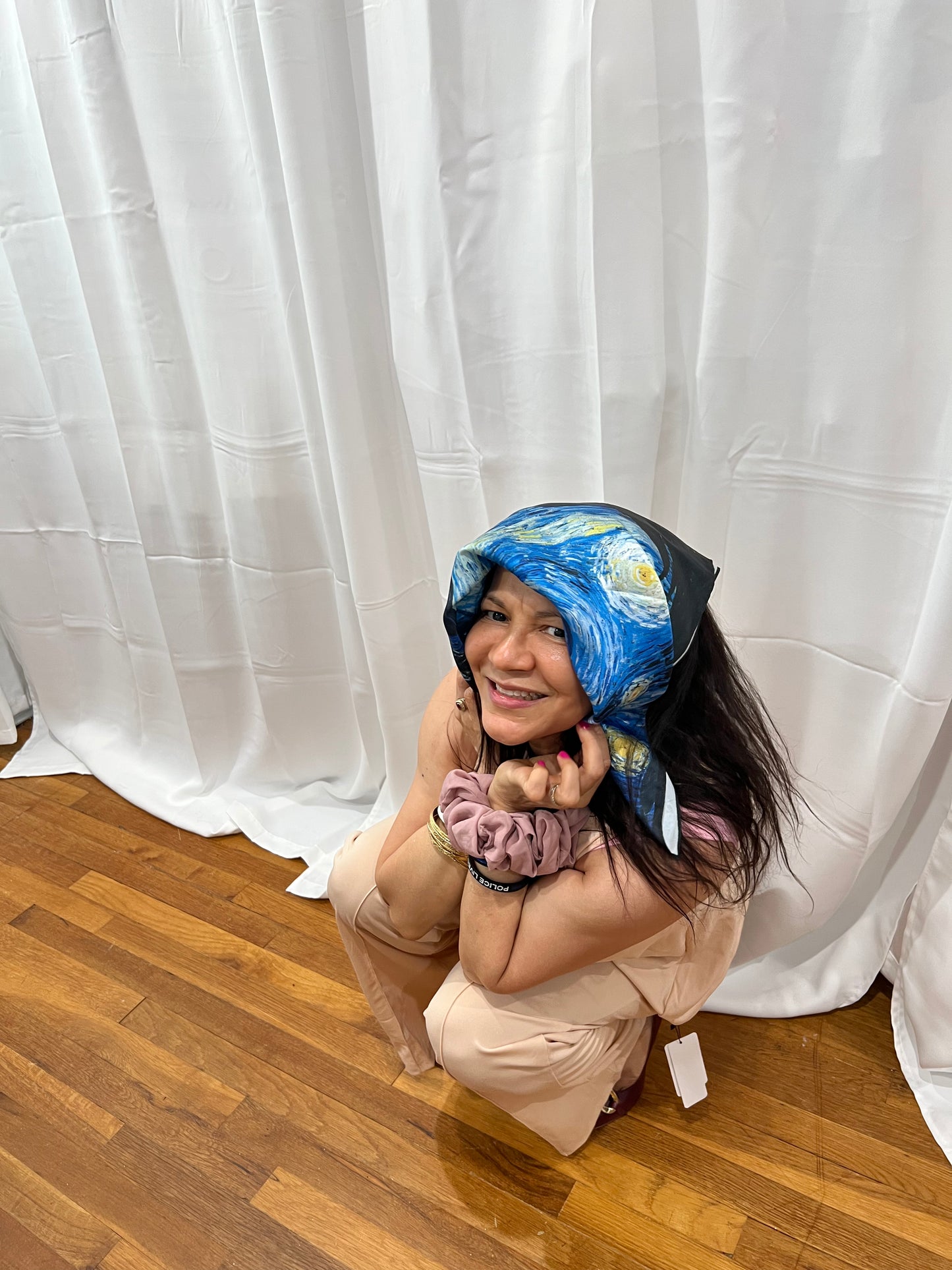 VANGOGH SILK PRINT SCARFVES. HAND PAINTED.