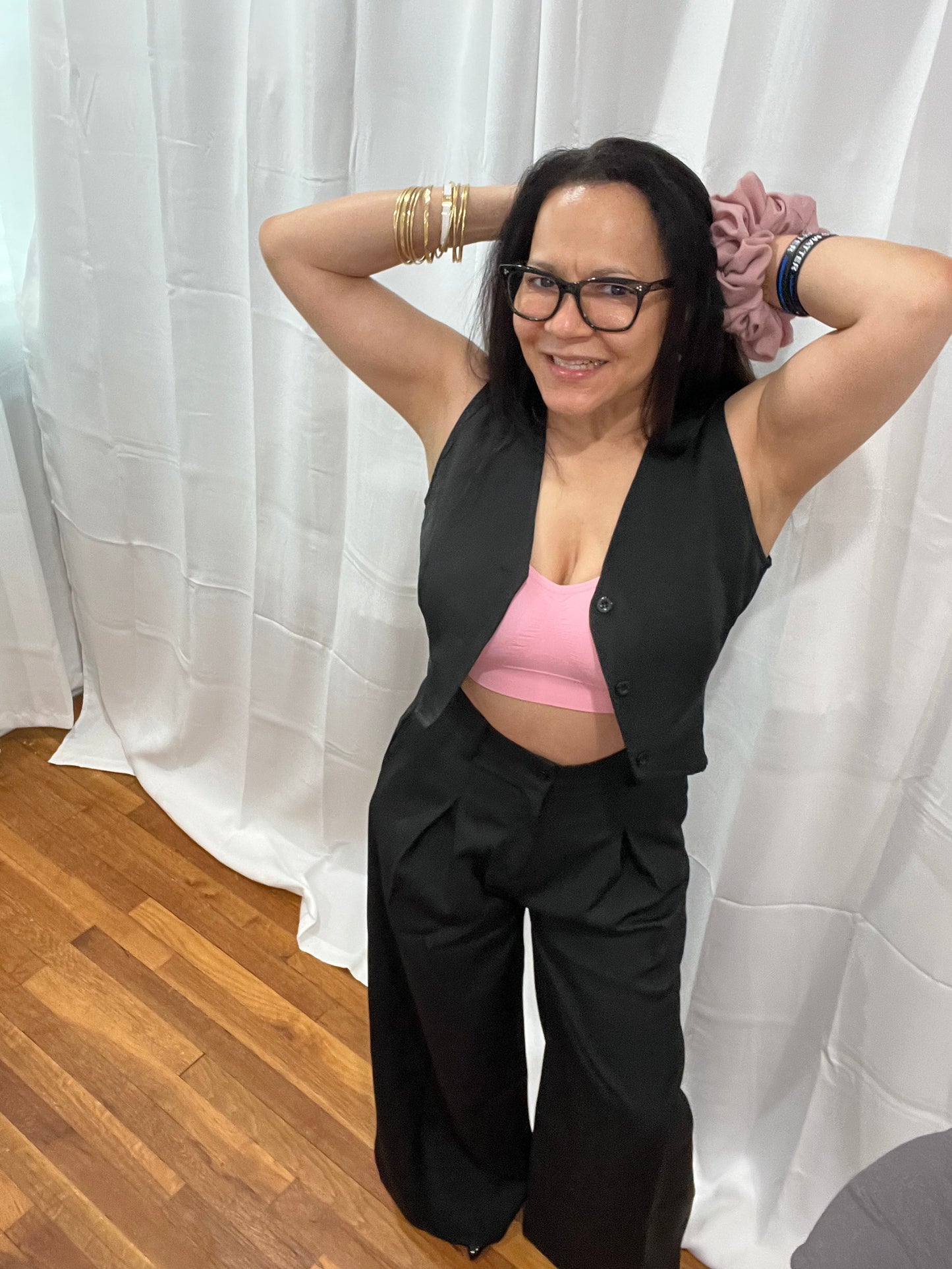 PANTS SETS WITH TOP VEST. ELEGANT AND LIGH/HIGH WAITS/V-NECK