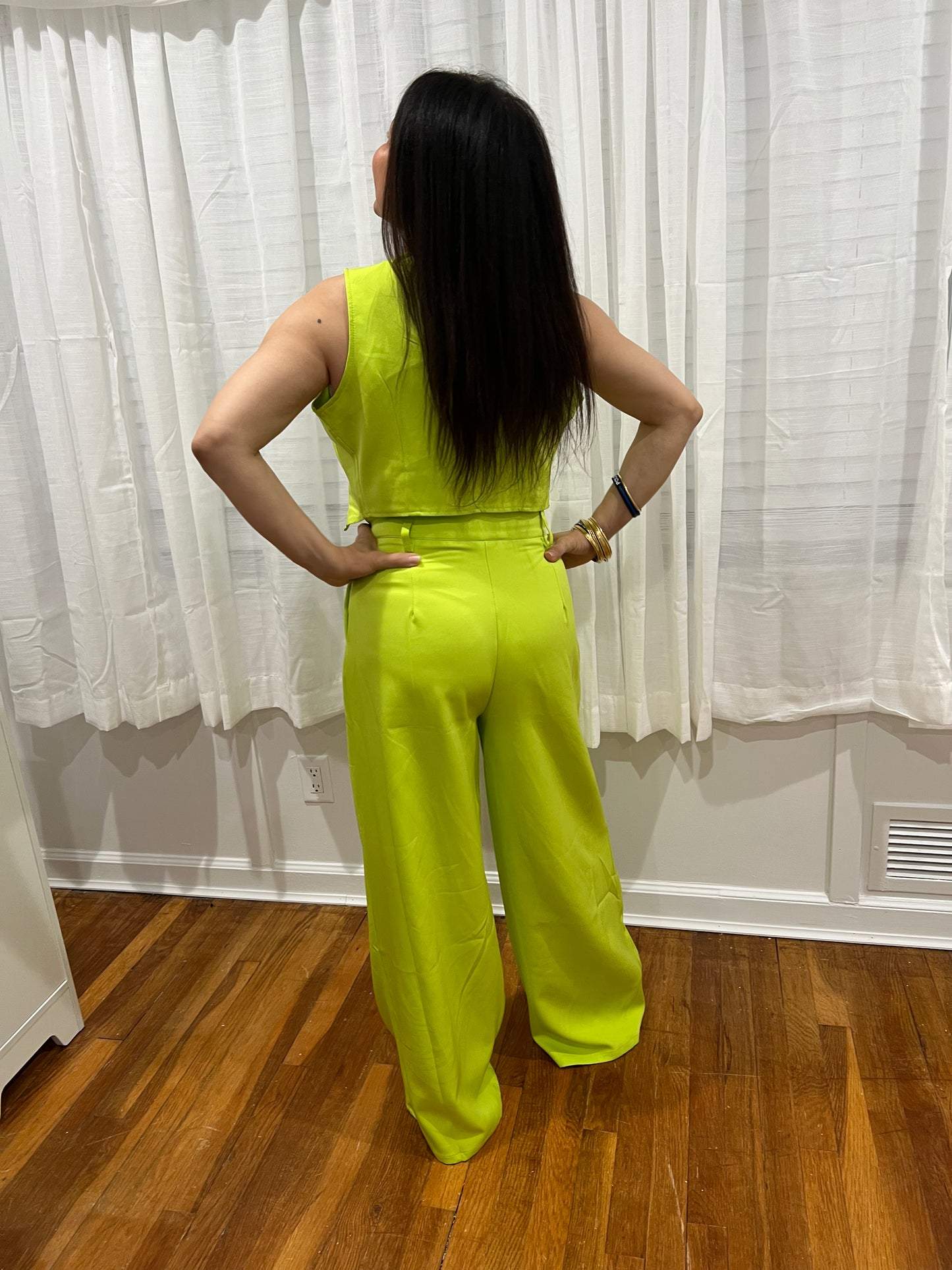 PANTS SETS WITH TOP VEST/NON_SLEVEE/HIGH WAIST ELEGANT
