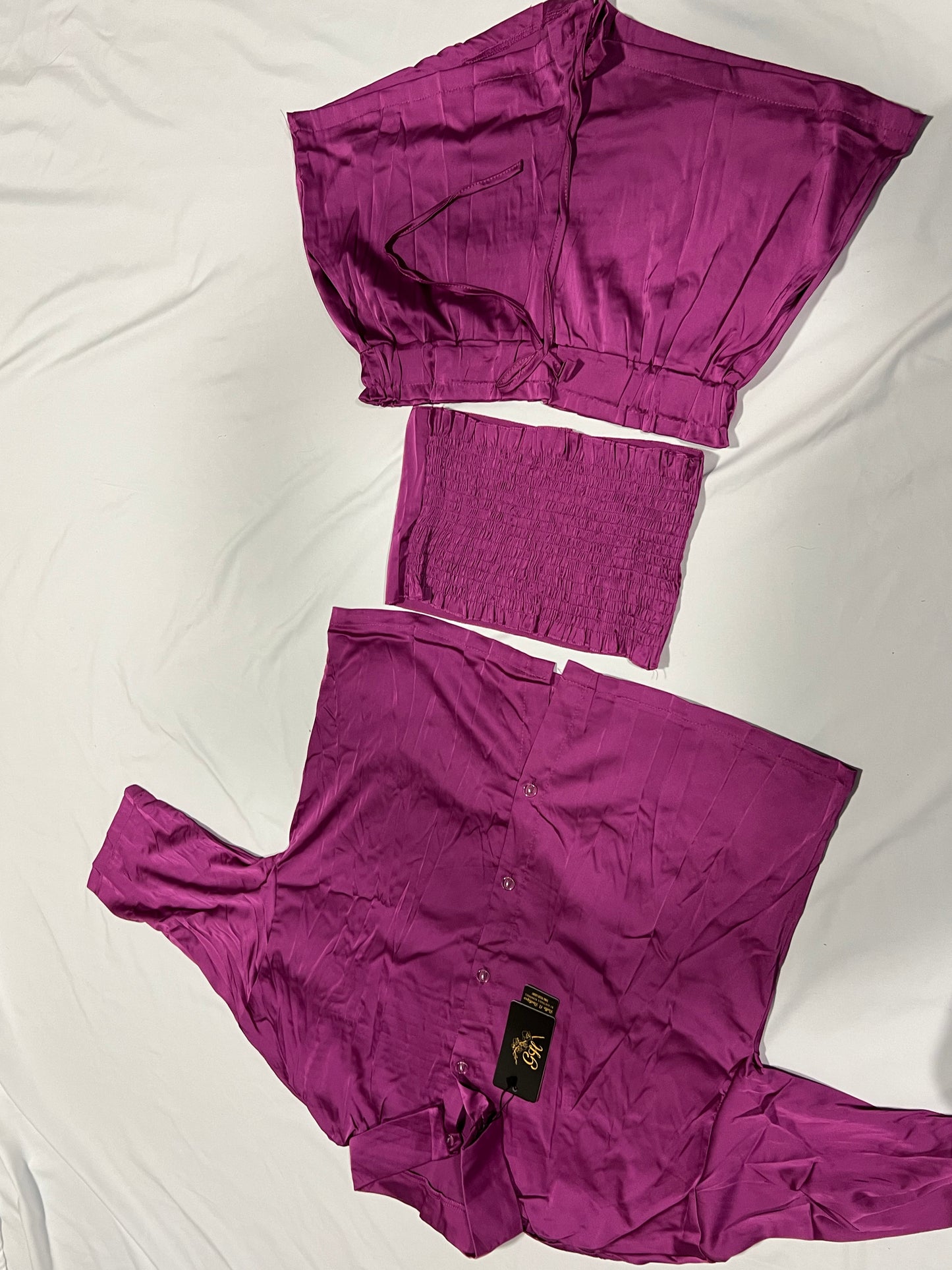 SHORT SATIN SETS 3 PIECES