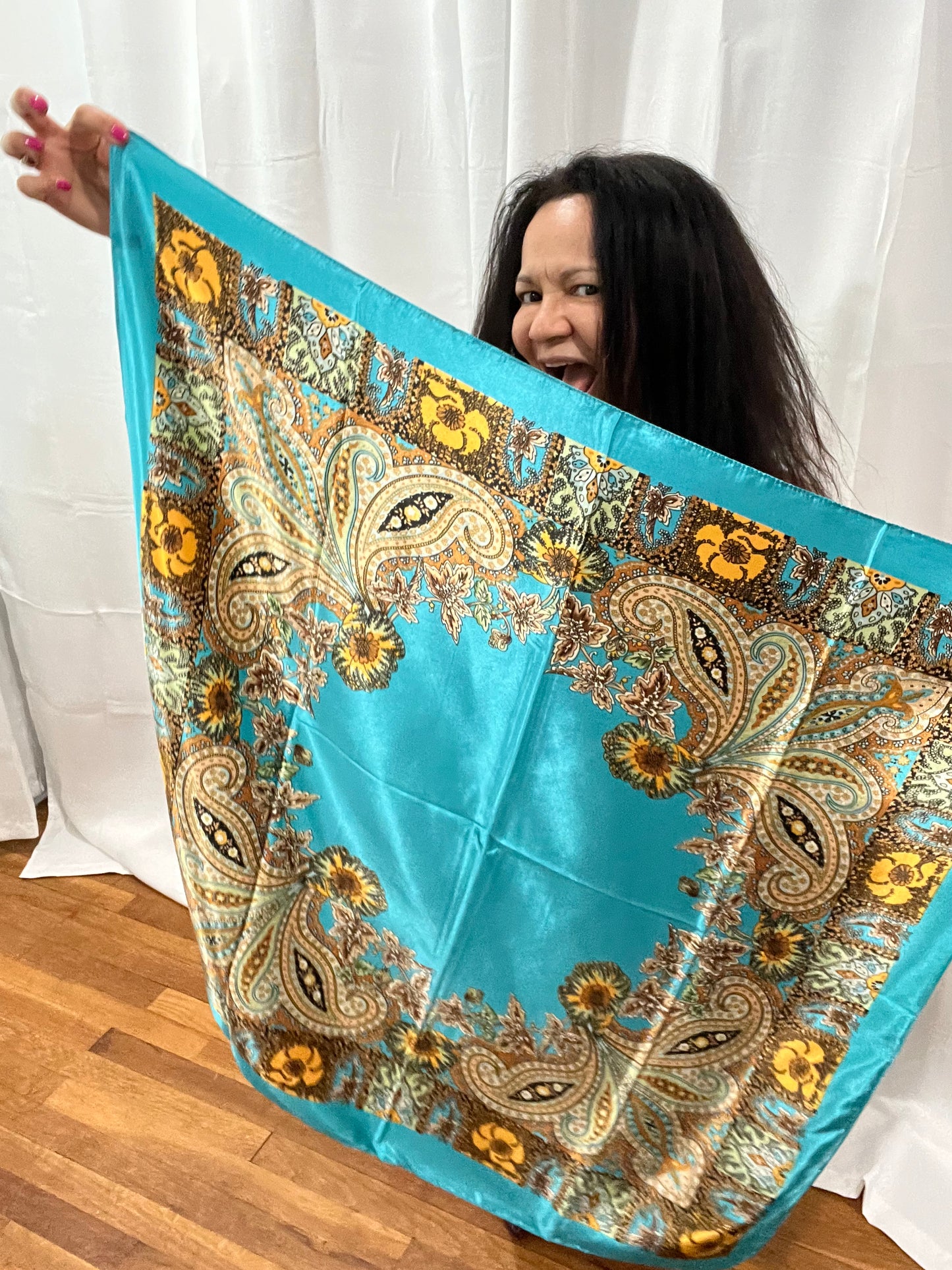 TURQUOISE SILK SCARF #2