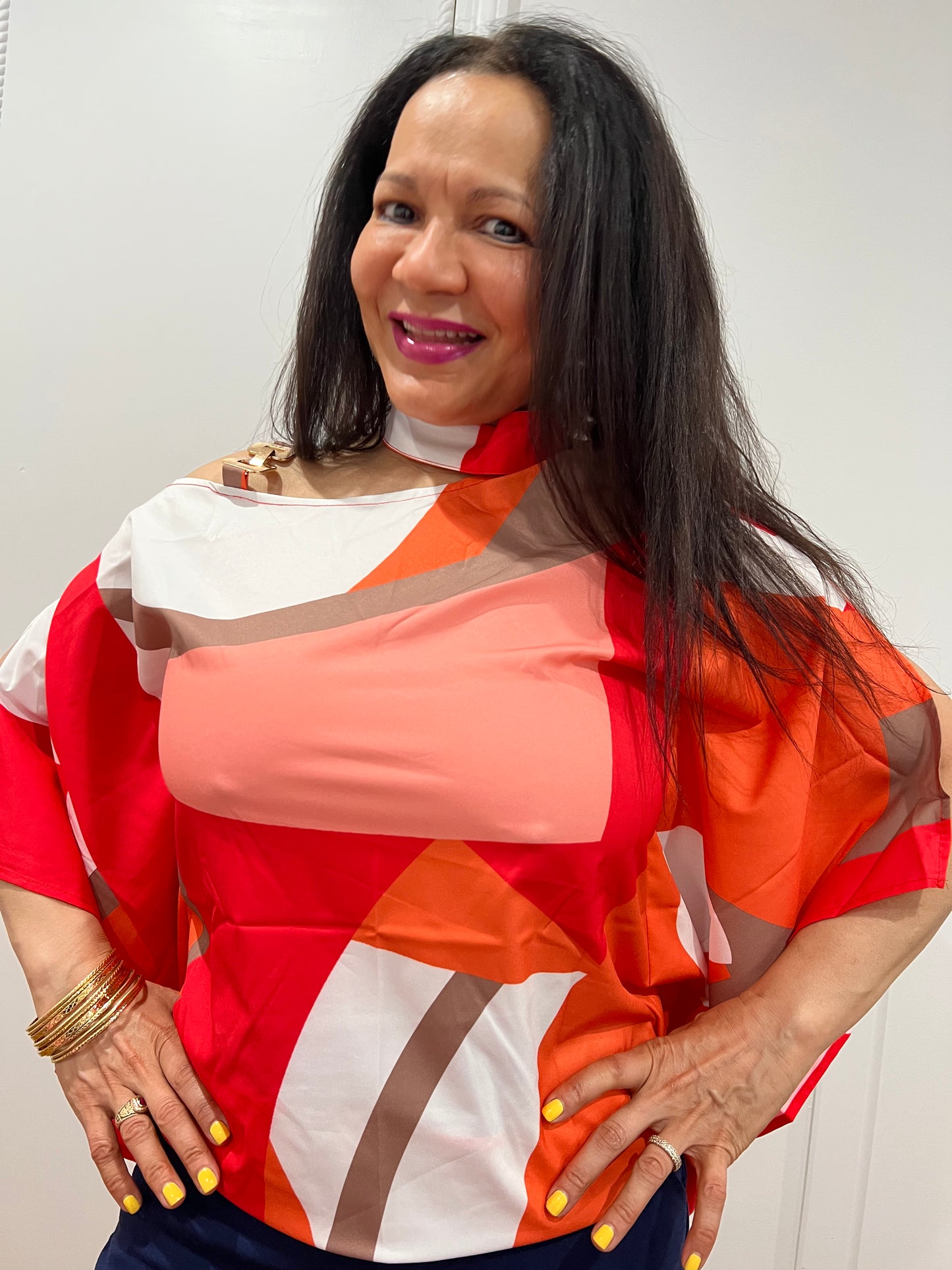 Multicolor Oriental Print Sleeveless Blouse