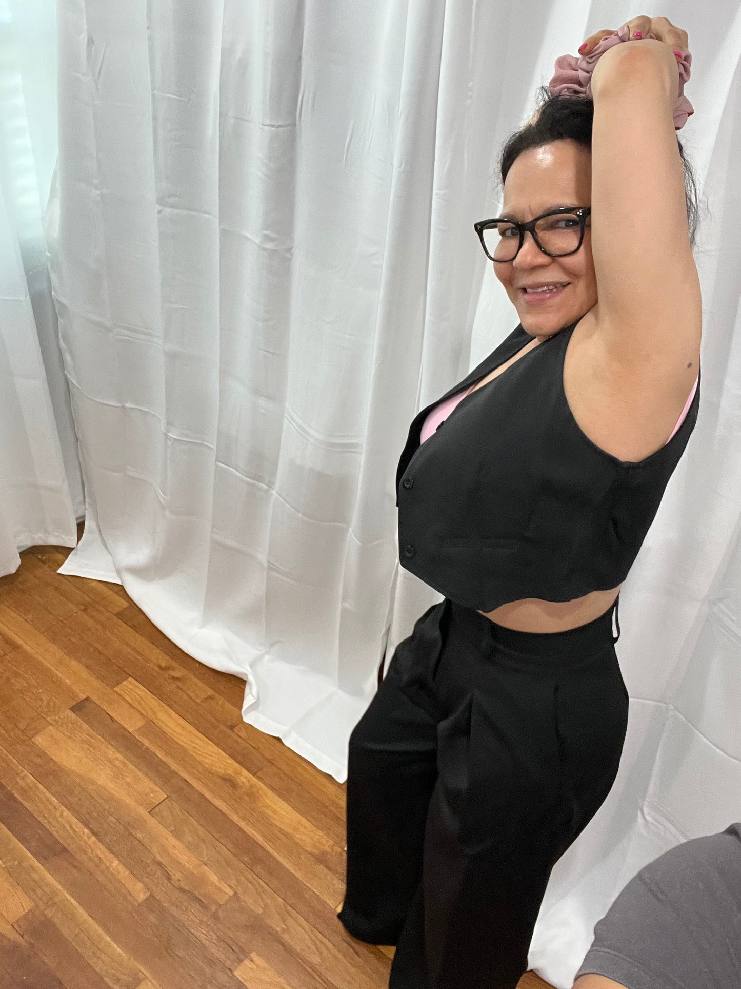 PANTS SETS WITH TOP VEST. ELEGANT AND LIGH/HIGH WAITS/V-NECK