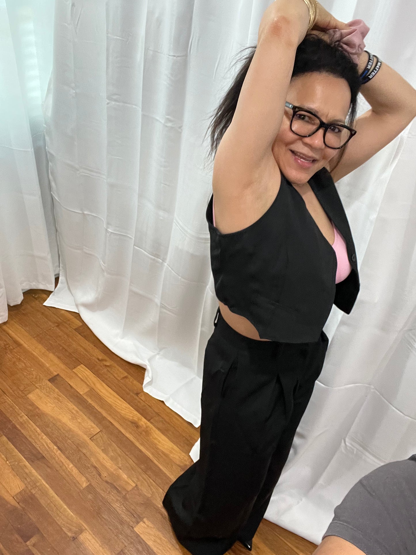 PANTS SETS WITH TOP VEST. ELEGANT AND LIGH/HIGH WAITS/V-NECK