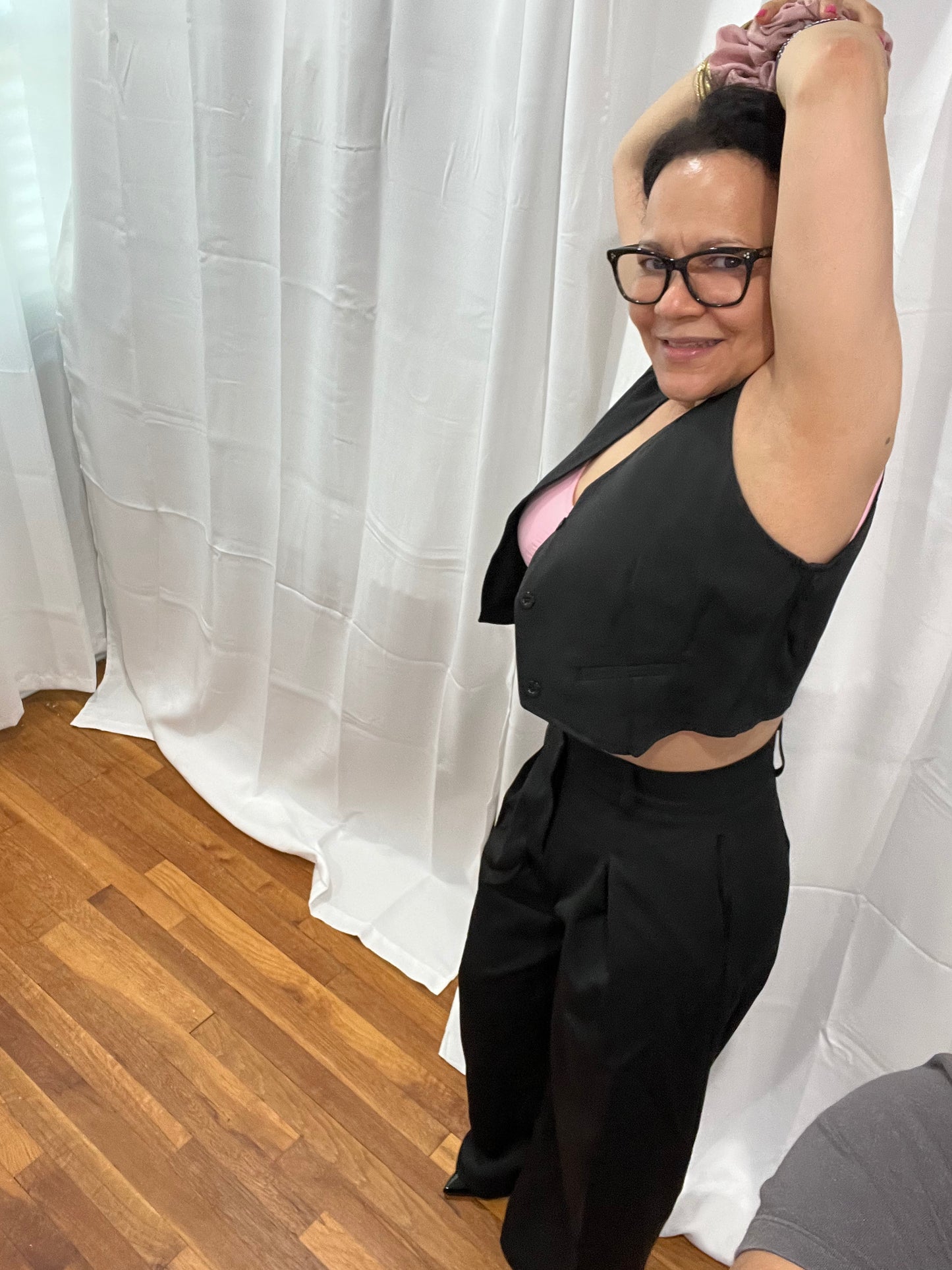 PANTS SETS WITH TOP VEST. ELEGANT AND LIGH/HIGH WAITS/V-NECK