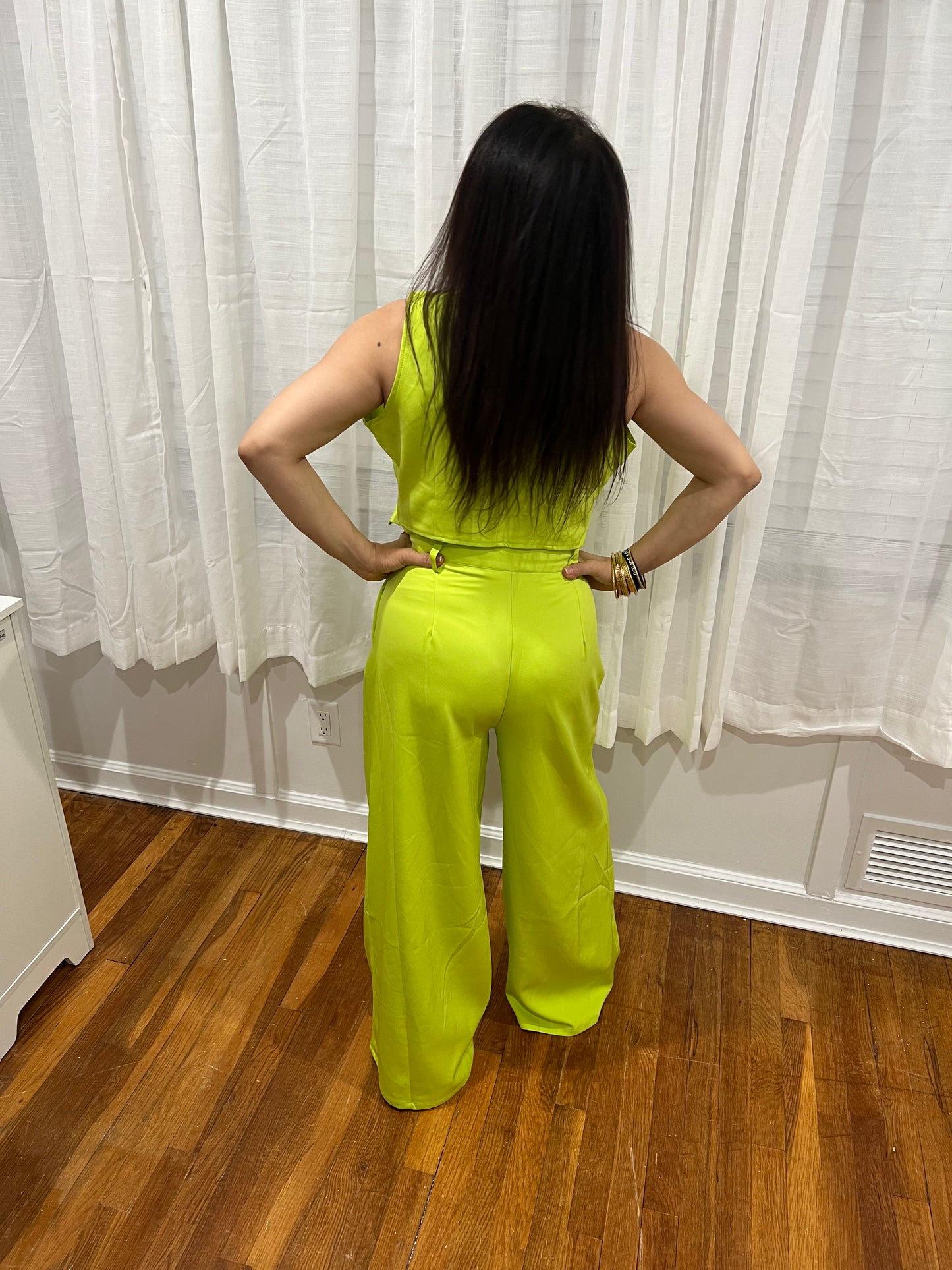 PANTS SETS WITH TOP VEST/NON_SLEVEE/HIGH WAIST ELEGANT