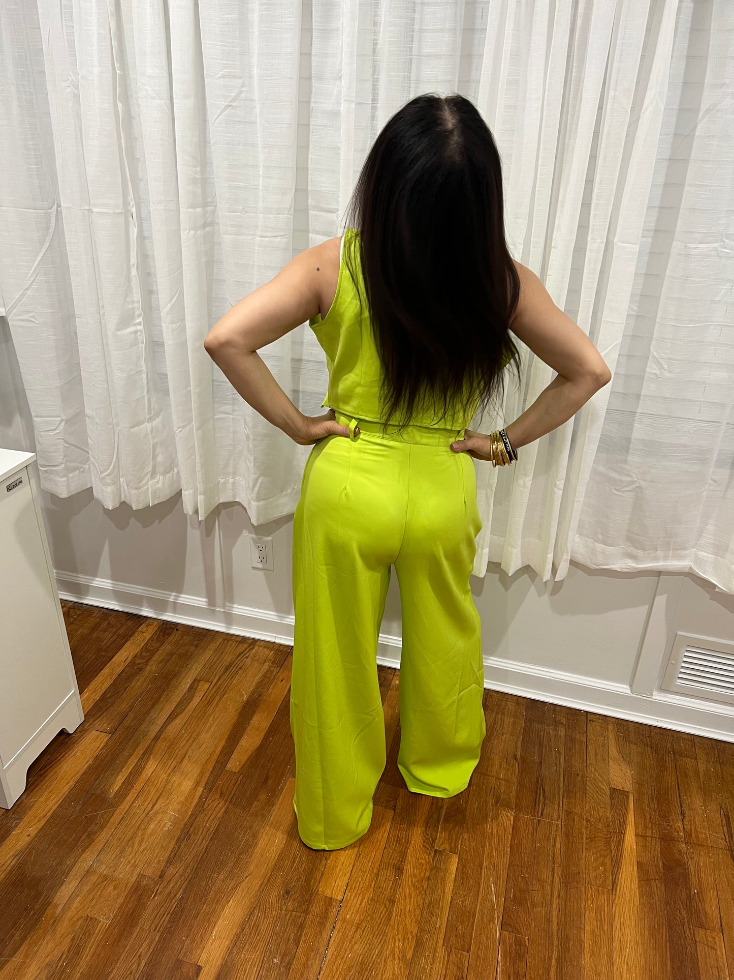 PANTS SETS WITH TOP VEST/NON_SLEVEE/HIGH WAIST ELEGANT