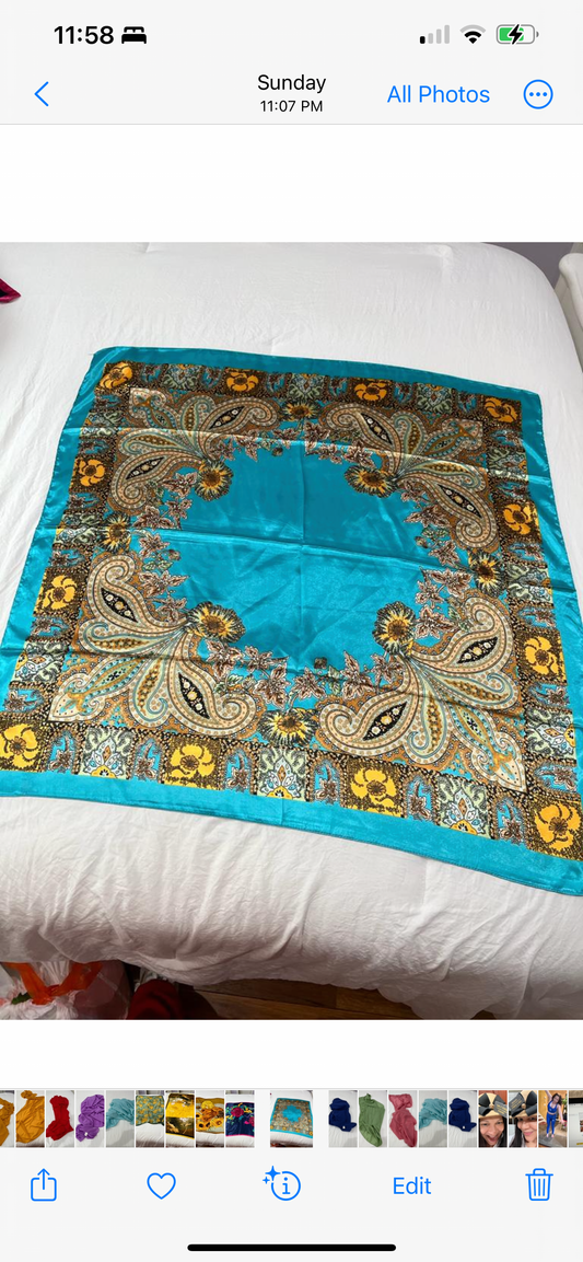 TURQUOISE SILK SCARF #2