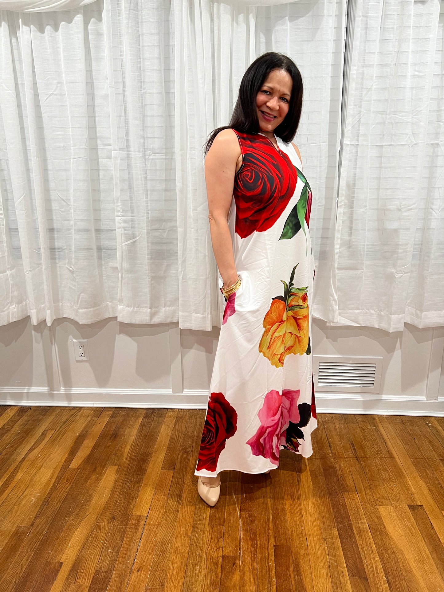 DRESS ELEGANT AND CASUAL, LONG DRESS NON-SLEEVE