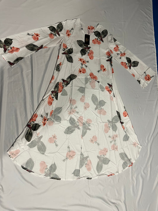 DRESS SHORT AT THE FRONT AND LONG ON THE BACK LONG SLEEVES. V-NECK /LIGHT