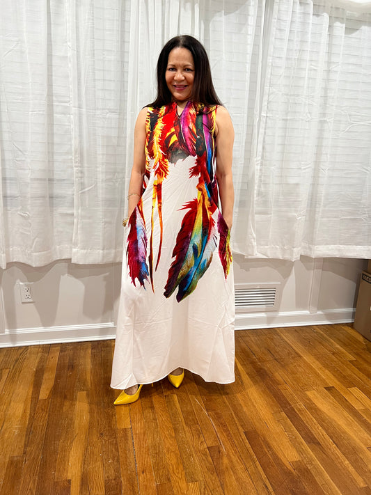 DRESS ELEGANT AND CASUAL HANDS PRINT DRESSES