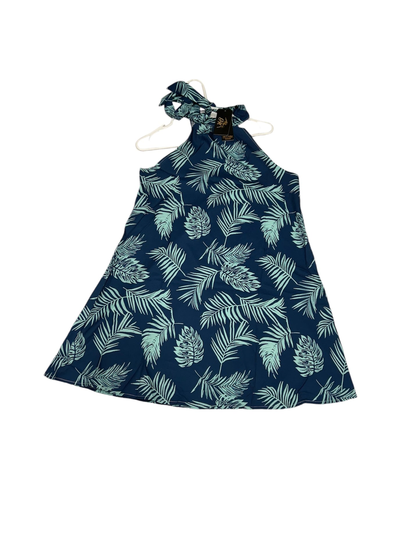 Tropical Bliss Short Dress adorned with Palm Leaves Design
