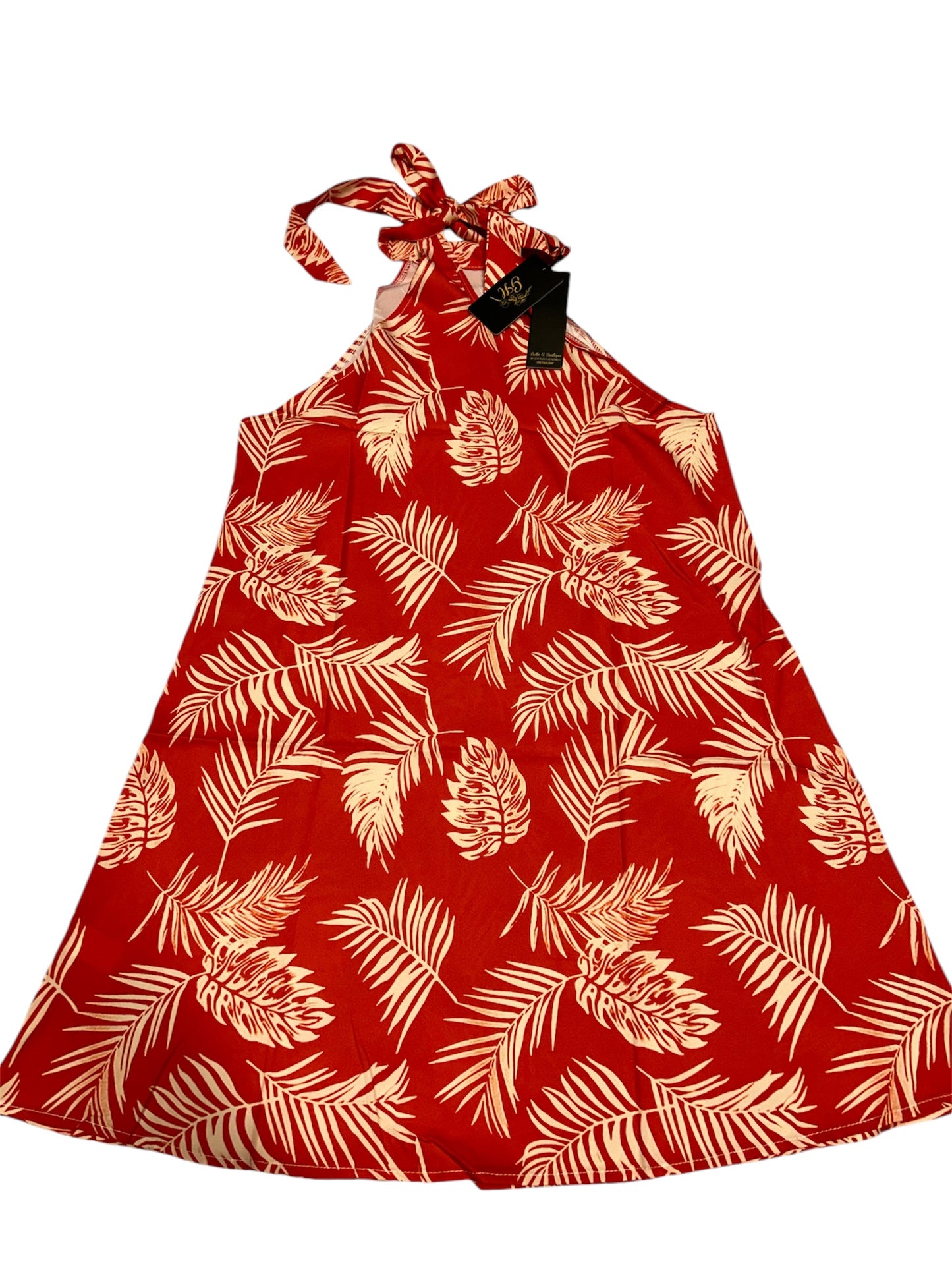 Tropical Bliss Short Dress adorned with Palm Leaves Design